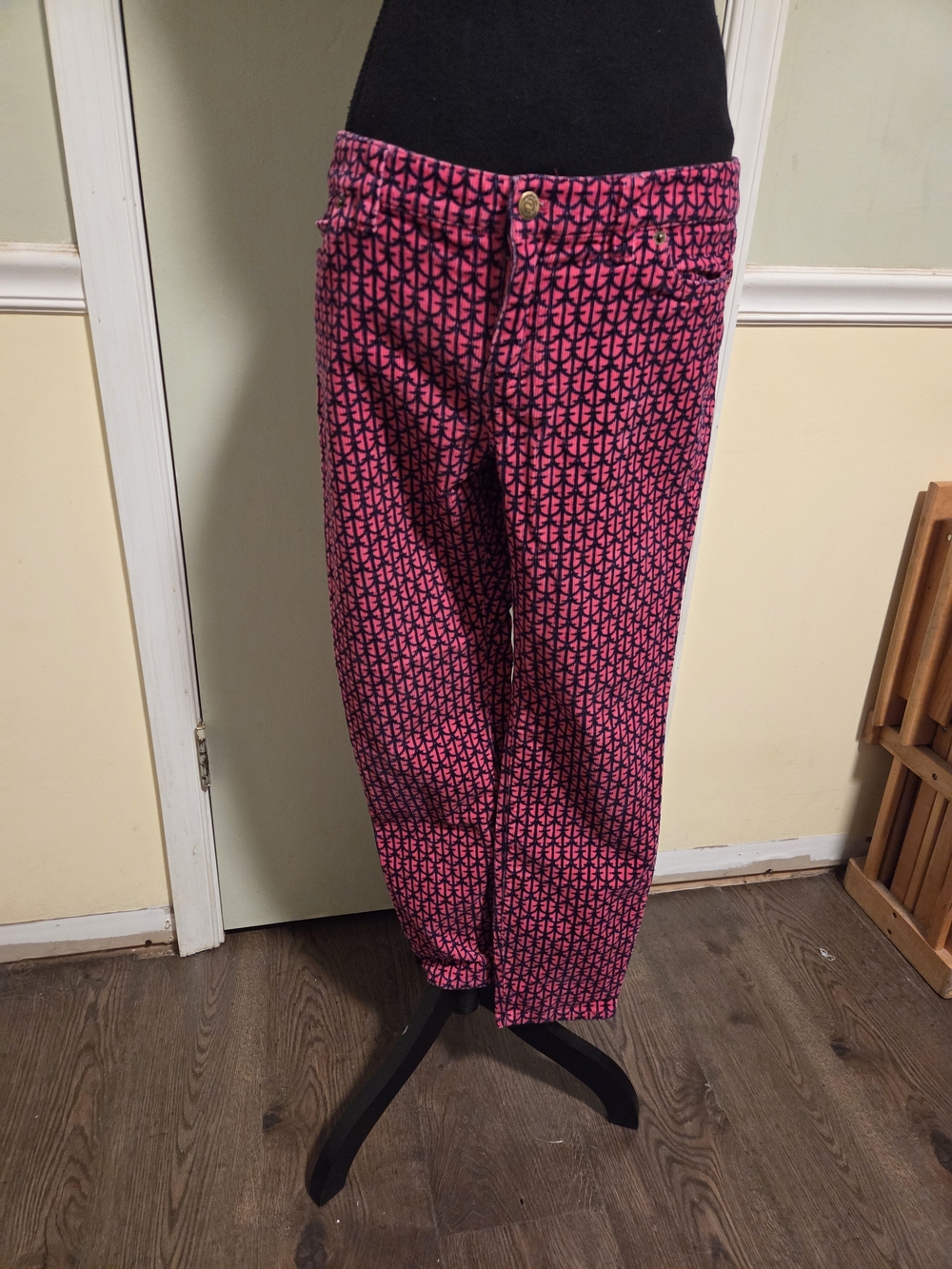 Vineyard Vines Pink Patterned Straight-Leg Corduroy Pants